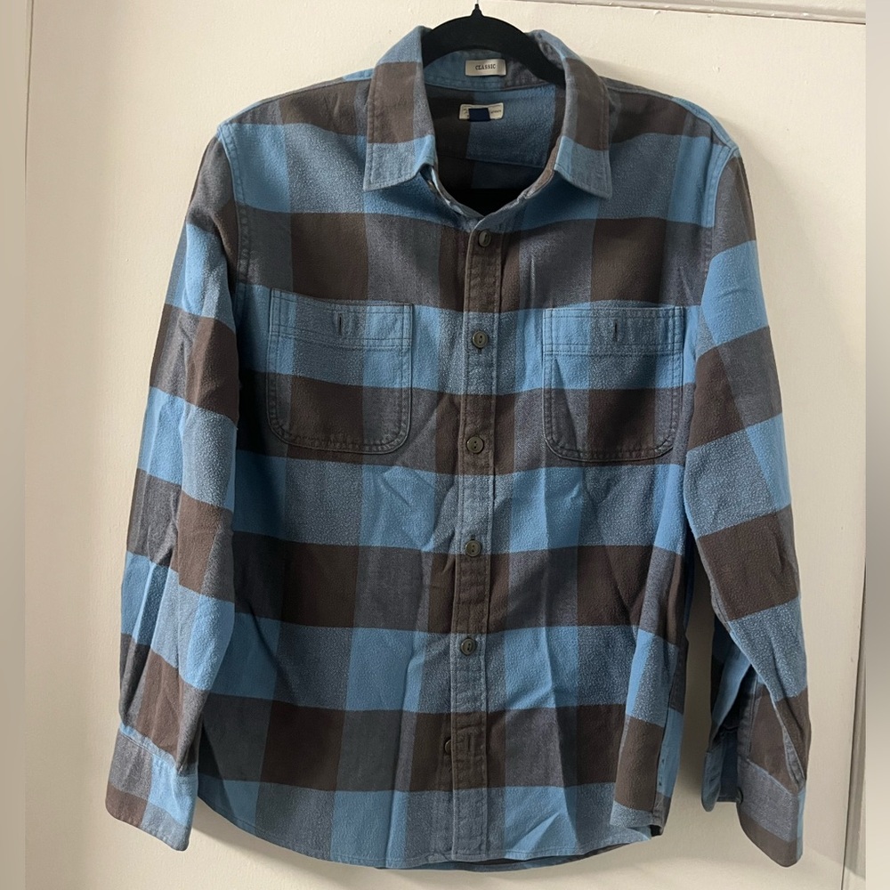 J Crew Blue Plaid Classic Shirt Size M